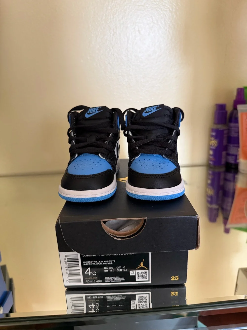 Nike Kids High-Top Sneakers in Black, White & Blue